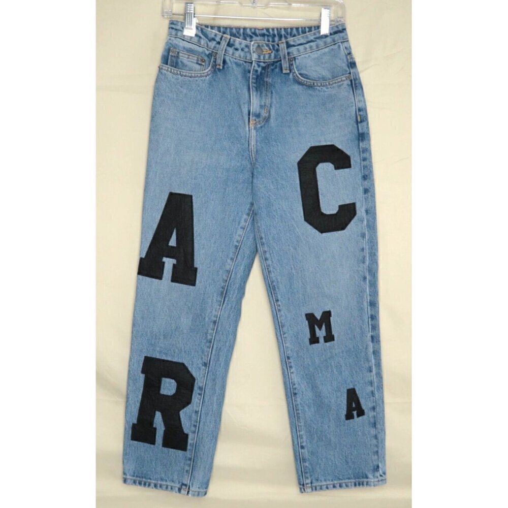 Carmar Hermia Loose Straight Womens Denim Jeans Size 24 Letter Patches Spell Out